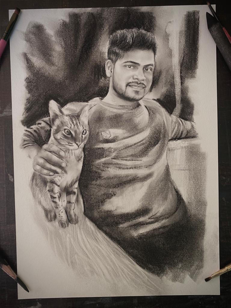 Adding cat in pic gift sketch 
